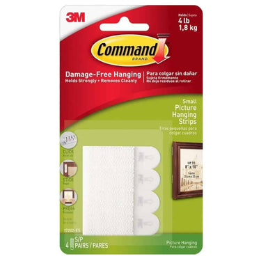 Command 3M Small Picture Hanging Strips 4 pairs (Wall Hooks for photoframes)