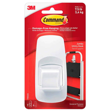 Command Jumbo Self Adhesive Plastic Utility Hook (White)