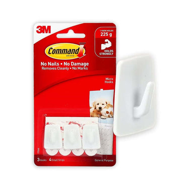 Command Micro Plastic Hooks for walls (Pack of 3)