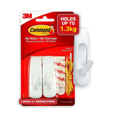 Command Plastic Medium Utility Wall Hooks (White) (4 Hooks)