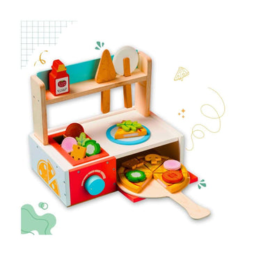 Cots and Cuddles Wooden Pizza Making Pretend Play Set with Oven for Kids