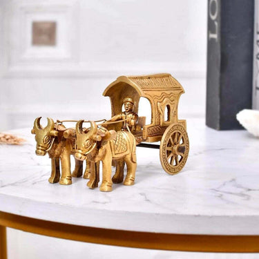 CraftVatika Golden Village Bullock Cart Showpiece