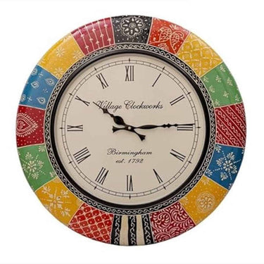 Crafted wonders 12 inch Colourful Round Wooden Wall Clock (Numeric)