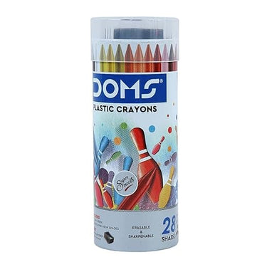 Doms 28 Shades Erasable Plastic Crayons Round Tin Box (Pack of 2)