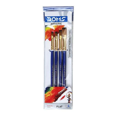 Doms Artistic Synthetic 4 Pcs Flat Paint Brush Set