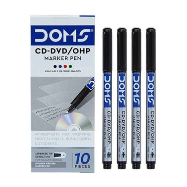 Doms CD DVD OHP Pens Black Ink Pack of 10