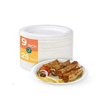 ECO SOUL 25 Pack Disposable Bagasse Plates