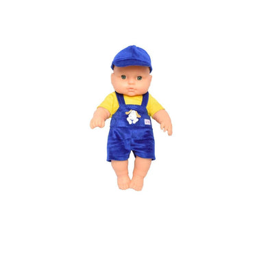 EL FIGO Cute Little Boy in Blue Dress Rubber Doll for Kids