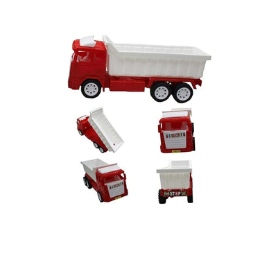 EUPHORIA Small Size Friction Powered Plastic Dumper Truck Toy Red and White