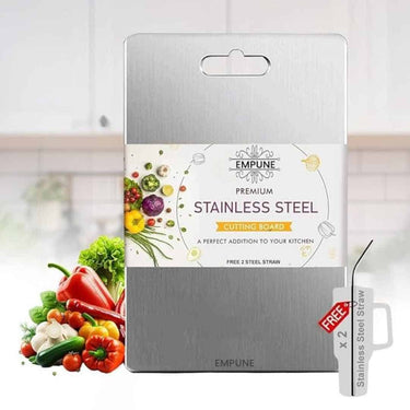 Empune Rectangular 304 Stainless Steel Chopping Board for Kitchen (30 x 20)