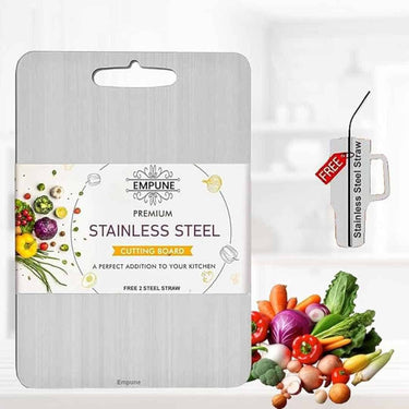 Empune Rectangular Stainless Steel Chopping Board for Kitchen (35 x 25 cm)