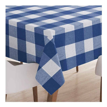 Encasa XO Cotton Rectangular Table Cloth (Buffalo Blue Checks)