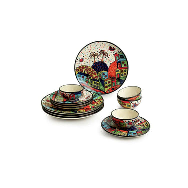 ExclusiveLane 'Hut Dining' Handpainted Ceramic Dinner Set