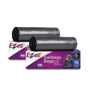 Ezee Black Garbage Bags Large | 24 x 32 Inch (15 Pcs x Pack of 2)