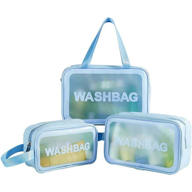 FLYNGO Waterproof Toiletry Storage Kit (Set of 3 Light Blue)