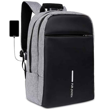 FUR JADEN Anti Theft Number Lock Backpack Bag with 15.6 Inch Laptop Compartment (Grey)