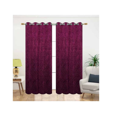 Fabrilia Velvet Eyelet Window Curtain 5 feet for Living Room Bedroom( Wine)