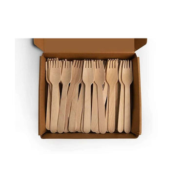 Fancyara Disposable Wooden Spoons and Forks Pack of 100