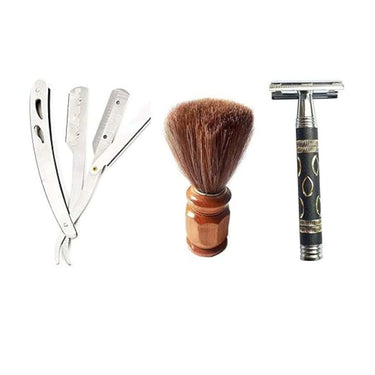 Foreign Holics Combo of Shaving Razor, Saftey and Shaving Brush