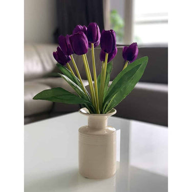 Fourwalls Beautiful Artificial Polyester and Plastic Tulip Flower(Purple)