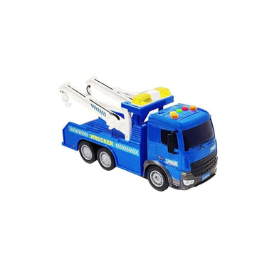 FunBlast 6 Wheel Drive Friction Powered Crane Truck Toy Blue White