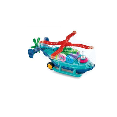 FunBlast Transparent Electric Pull Back Friction Power 3D Musical Helicopter