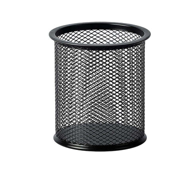 GLUN Cylendrical Black Mesh Metal Desk Pen Pencil Holder (Pack of 2)