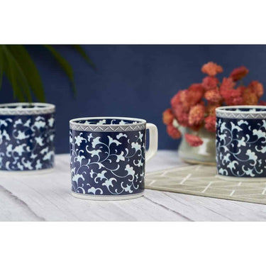 GOLDEN QUEEN'S Bone Indigo Coffee Cups Set Of 6