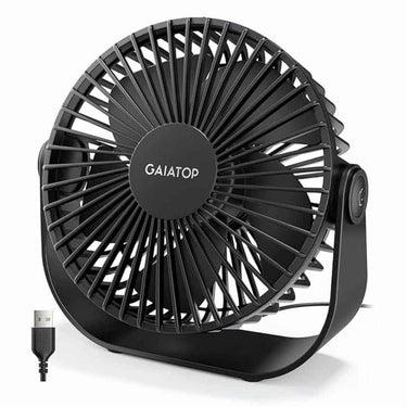 Gaiatop USB Desk Fan 3 Speeds Portable Small Fan with Strong AirflowTable Fan Black