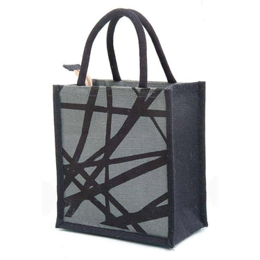 H B Mens Printed Jute Tiffin Bag with Zip (Grey Medium)