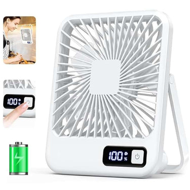 HASTHIP Mini USB Desk Fan with Power Display (White)