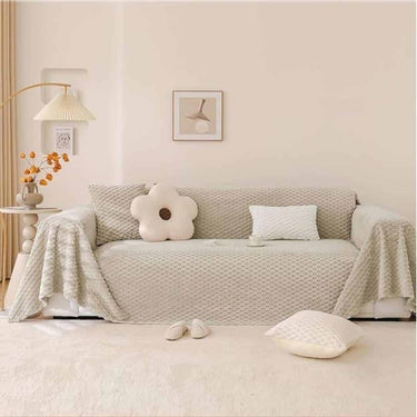 HOKIPO Luxury Rabbit Plush Sofa Throw Sofa Cover  Sand Brown (AR-5084-LBRN)