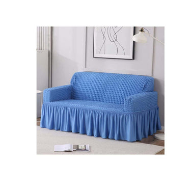 HOKIPO Stretchable Elastic 2 Seater sofa cover(Sky Blue )