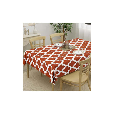 HOMEMONDE 4 Seater Table Cloth 40  60 Inches Rust Quatrefoil (101  152 CM)