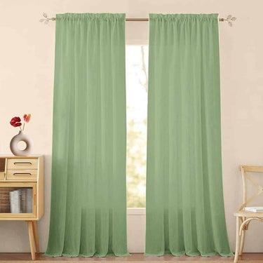 HOMEMONDE Cotton Curtains Sheer Taxture Linen Set of 2 (7 Feet) Mint Green