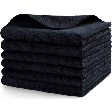 HOMEXCEL Microfiber Towels 16x16 Inch Black (Pack of 2)