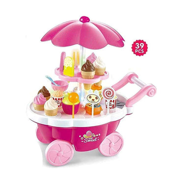 Hasper Tex Ice Cream Candy Cart Pretend Play Food Dessert Kitchen Set (Pink)