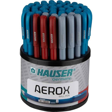 Hauser Aerox Ball Pen Stand Sturdy Refillable Ball Pen Blue Black  Red Ink Set Of 50