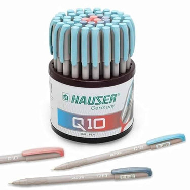 Hauser Q10 0.6mm Ball Pen Tumbler Set  Blue Black  Red Ink Set Of 50