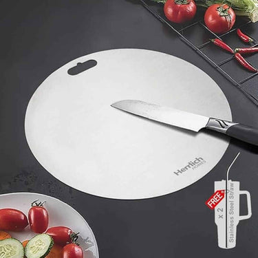 Herrlich Homes Round Stainless Steel Chopping Board for Kitchen (Large 30cm Diameter)