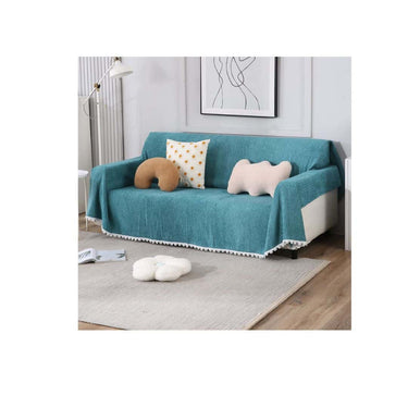 Hokipo Chenille 4 Seater Sofa Cover(Teal )