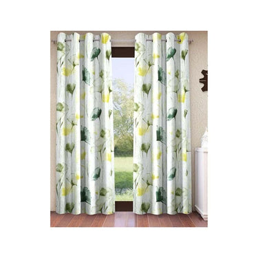 Home Sizzler 2 Pieces Abstract Garden Eyelet Polyester Semi Sheer Window Curtains 5 Feet Green