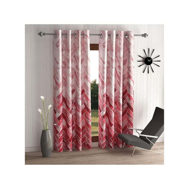 Home Sizzler 2 Pieces Geometrical Panel Eyelet Polyester Window Curtains 5 Feet Maroon