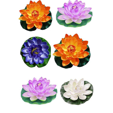 Homesake  Artificial Floating Foam Lotus Set of 6 (Multicolour)