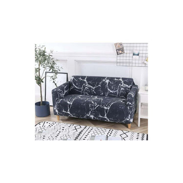 House of Quirk Triple Seater Big Elasticity Flexible Stretch Sofa Black Marble