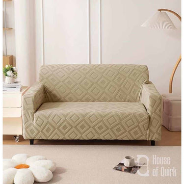 House of Quirk Universal Double Seater Jacquard Fabric Diamond Texture Sofa Cover