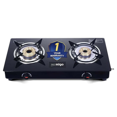 Impex Migo 2 Burner Gas Stove 6 mm Toughened Glass Top LINEA 2B