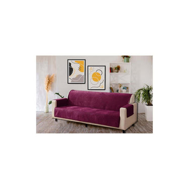 KINGLY Velvet Quilted Universal Elastic Sofa Cover (wine)