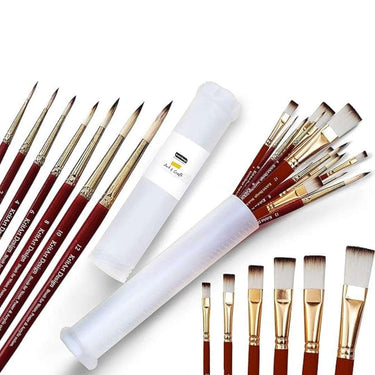 KritArt Design Artist Painting Brush Set of 13 Mix Brushes with extendable Container