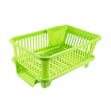 Kuber Industries 3 in 1 Large Durable Plastic Kitchen Sink Dish Rack (Green)